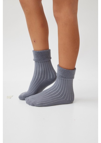 Kız Çocuk Havlu Çorap Gri