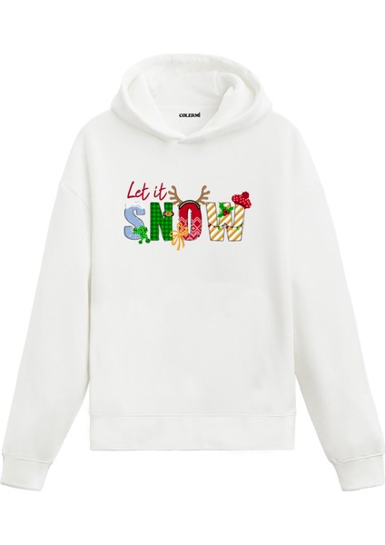 Let It Snow Yılbaşı Hediyesi Yeni Yıl Temalı Tasarım Hoodie Noel Hediyesi Kapşonlu Sweatshirt