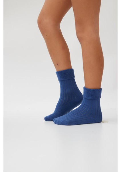 Kız Çocuk Havlu Çorap Mavi