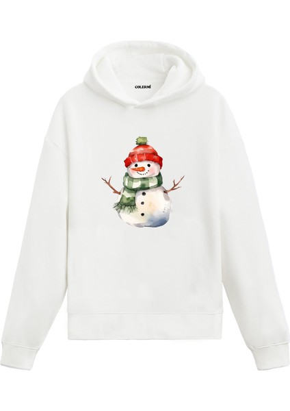 Kardan Adam Yılbaşı Hediyesi Yeni Yıl Temalı Tasarım Hoodie Noel Hediyesi Kapşonlu Sweatshirt