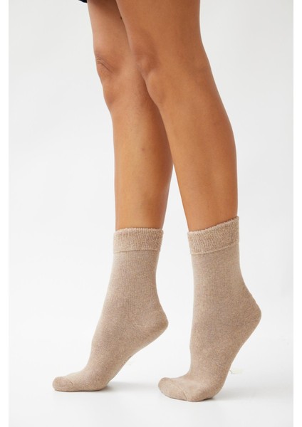 Kız Çocuk Havlu Çorap Bej Melanj