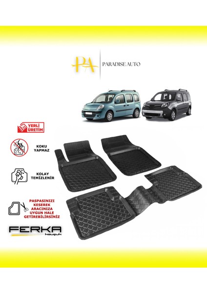 Renault Kangoo 2008 ve Üstü Uyarlanabilir Havuzlu Paspas