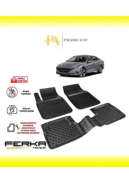 Paradise Auto Hyundai Elantra 7 2020 ve Üstü Uyarlanabilir Havuzlu Paspas