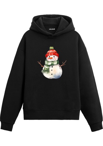 Kardan Adam Yılbaşı Hediyesi Yeni Yıl Temalı Tasarım Hoodie Noel Hediyesi Kapşonlu Sweatshirt