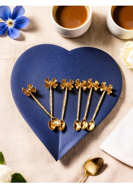 6'lı Şıklık Ikonu Altın Kelebek Desenli Dekoratif Çay Kaşığı Seti fiyatları