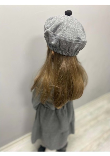 Kaşe Kumaş Şapkalı Kız Çocuk Elbise MNK0559