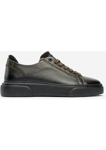 Erkek Kalın Taban Comfort Casual Ayakkabı Deri Hj 8312M Haki