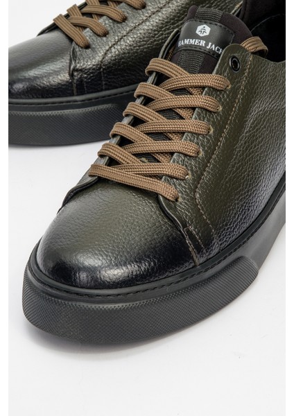 Erkek Kalın Taban Comfort Casual Ayakkabı Deri Hj 8312M Haki