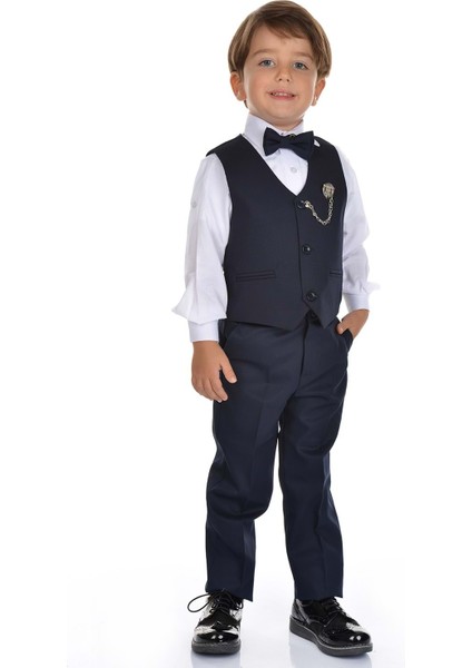 Yelekli Smokin Erkek Çocuk Takım MNK0273