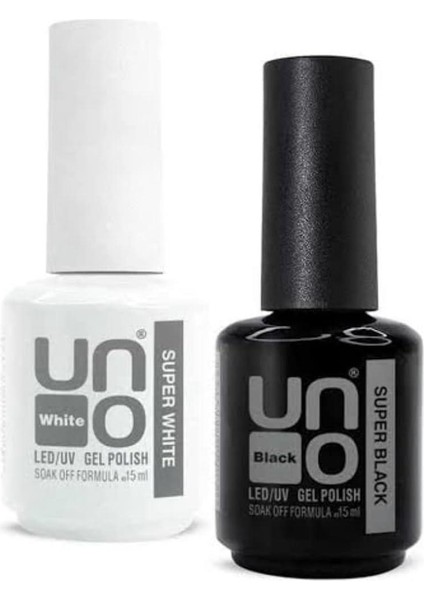 Uno Super White Beyaz 15ml & Super Black Siyah Kalıcı Oje 15 ml
