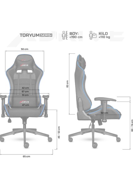 Xdrive Toryum Oyuncu Koltuğu Mavi/siyah