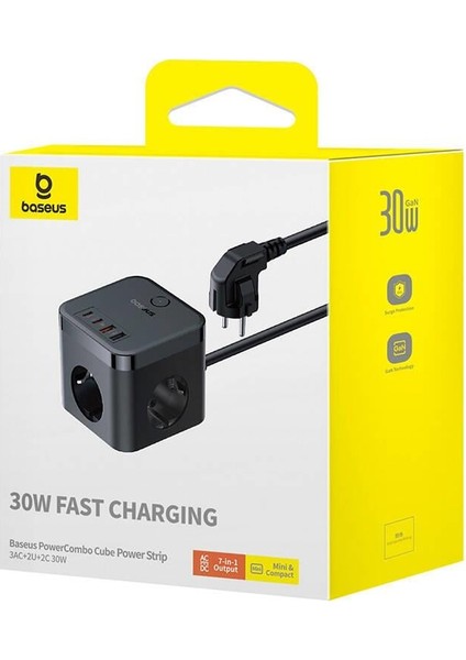 Power Cube 3AC+2U+2C 30W Şarj Cihazı 1.5 Metre