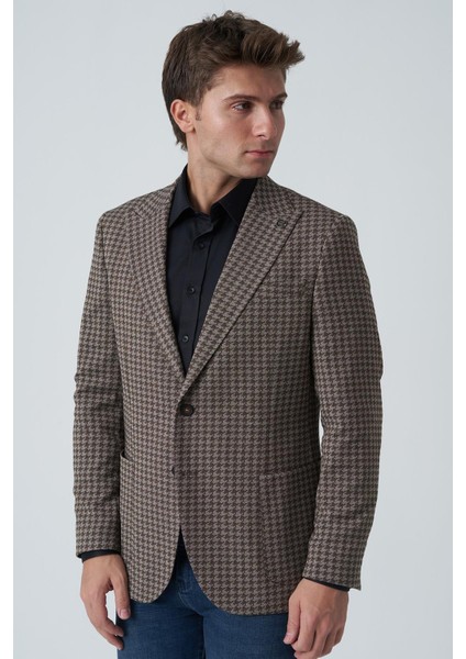 Agualva-Cacém C4012 Slim Fit 6 Drop Ceket Desenli