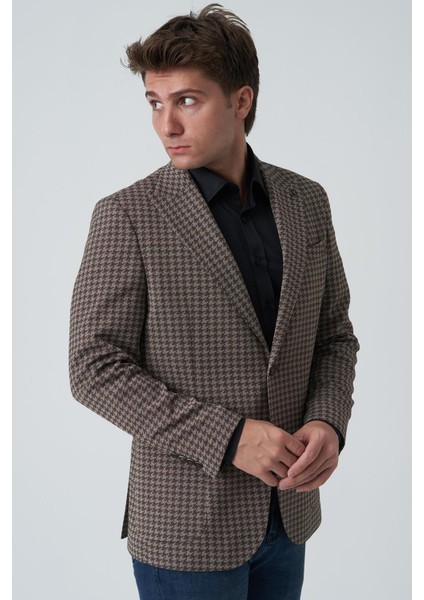 Agualva-Cacém C4012 Slim Fit 6 Drop Ceket Desenli