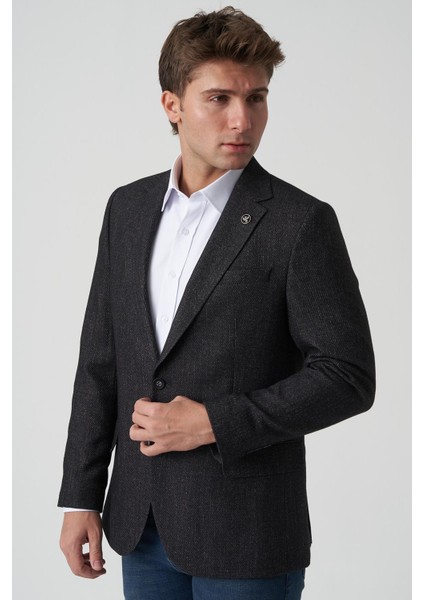 Amarante C4022 Slim Fit 6 Drop Ceket Desenli