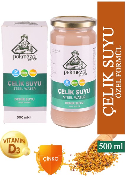 Pekmezciamca Çelik Suyu (D3 Vitamini Çinko Propolis Ilaveli) 500 ml