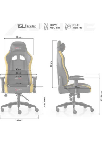 Xdrive 15'li Profesyonel Oyuncu Koltuğu Sarı Siyah