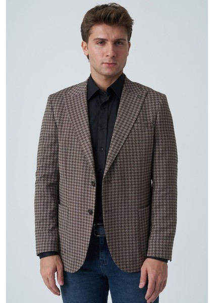 Agualva-Cacém C4012 Slim Fit 6 Drop Ceket Desenli