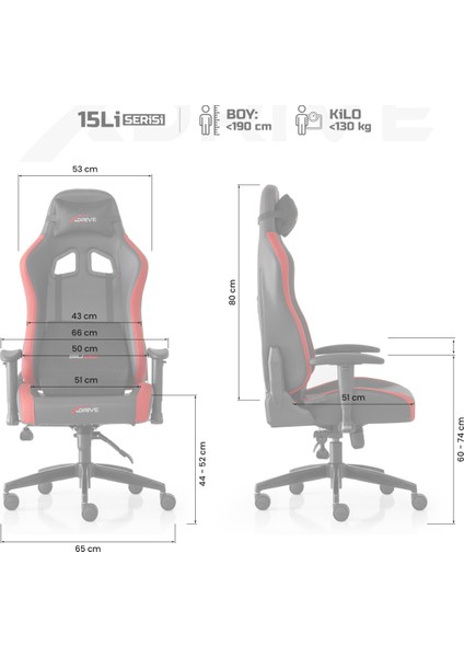 Xdrive 15'li Profesyonel Oyuncu Koltuğu Kırmızı Siyah
