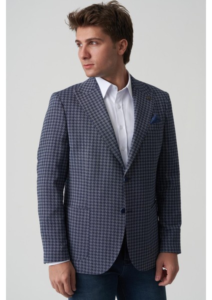 Águeda C4013 Slim Fit 6 Drop Ceket Desenli