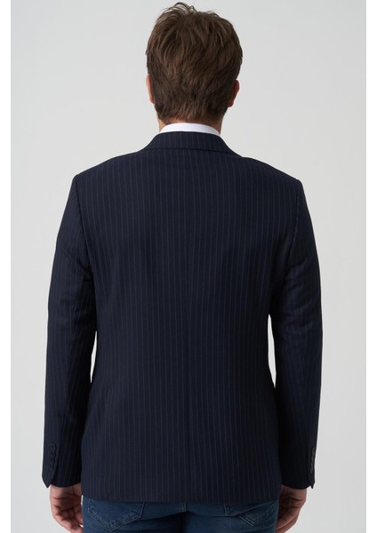 Amadora C4021 Slim Fit 6 Drop Kruvaze Ceket Desenli
