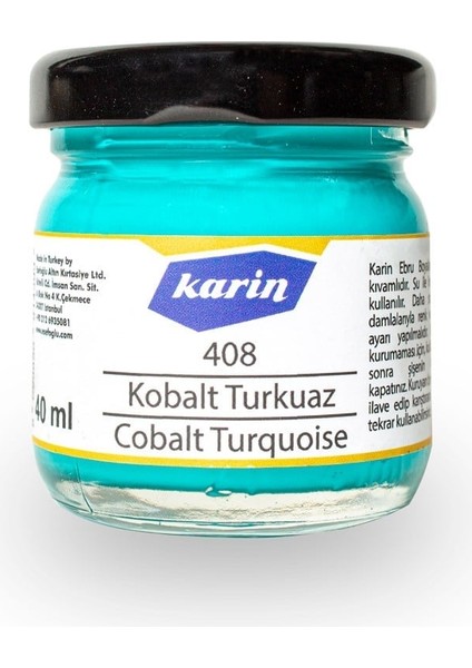 Ebru Boyası 40 Ml. 408 Kobalt Turkuaz