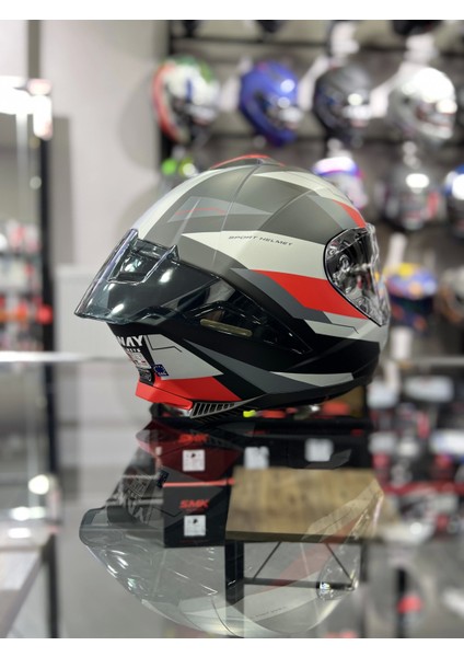 865 Kırmızı Siyah Kapalı Kask Güneş Vizörlü