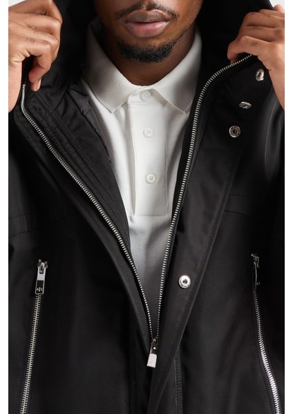 Oversize Fit Cepli Kapüşonlu Mont Erkek Mont XM000035 AF10324 UC001 fırsatları