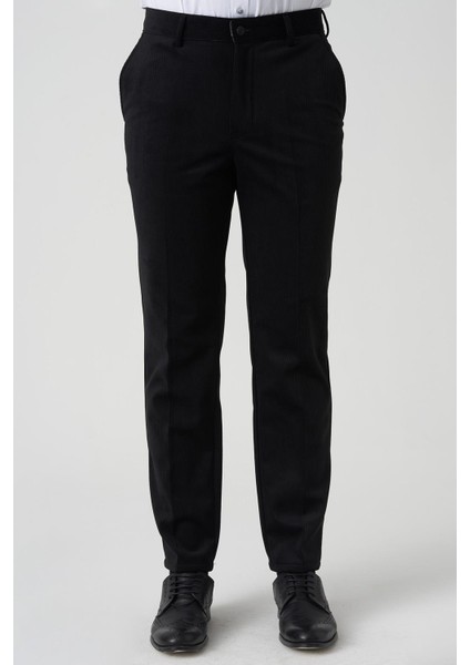 Amora P1031 Slim Fit Pamuklu Kadife Pantolon Siyah