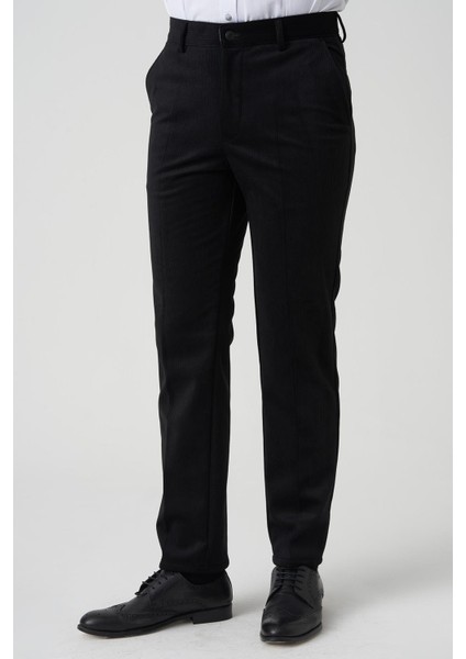 Amora P1031 Slim Fit Pamuklu Kadife Pantolon Siyah