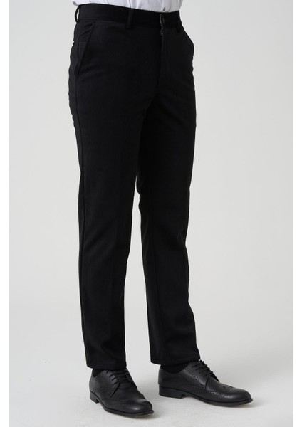 Amora P1031 Slim Fit Pamuklu Kadife Pantolon Siyah