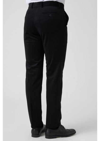 Amora P1031 Slim Fit Pamuklu Kadife Pantolon Siyah