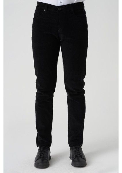 Braga P1040 Slim Fit Pamuklu Kadife Pantolon Siyah