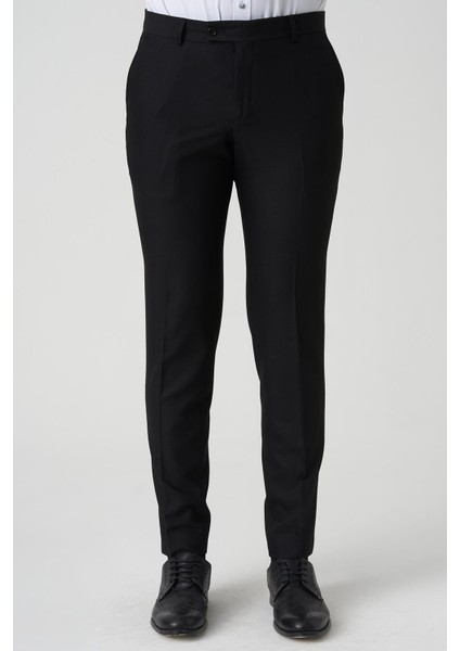Abrantes P1021 Slim Fit Düz Kumaş Pantolon Siyah