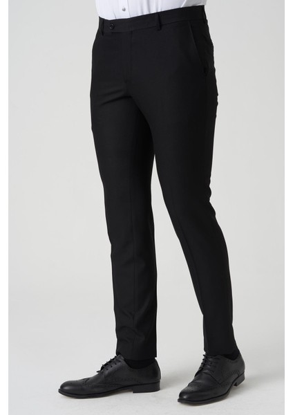 Abrantes P1021 Slim Fit Düz Kumaş Pantolon Siyah fiyatları