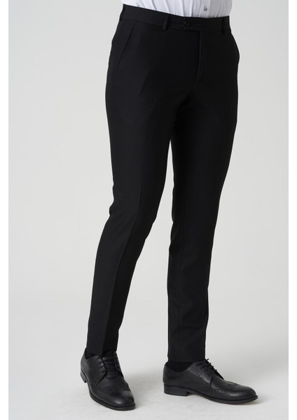 Abrantes P1021 Slim Fit Düz Kumaş Pantolon Siyah modelleri