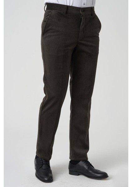 Amora P1031 Slim Fit Pamuklu Kadife Pantolon A.haki modelleri