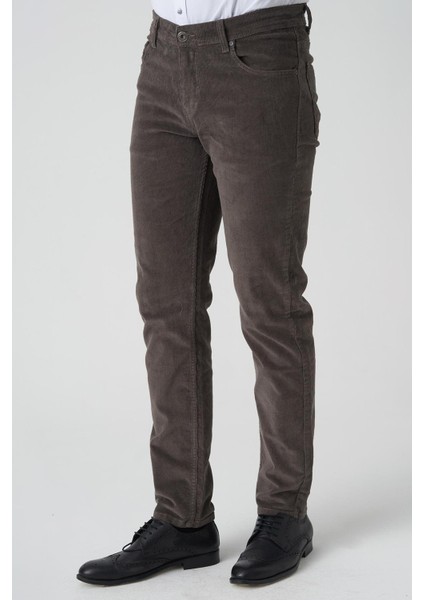 Braga P1040 Slim Fit Pamuklu Kadife Pantolon Haki