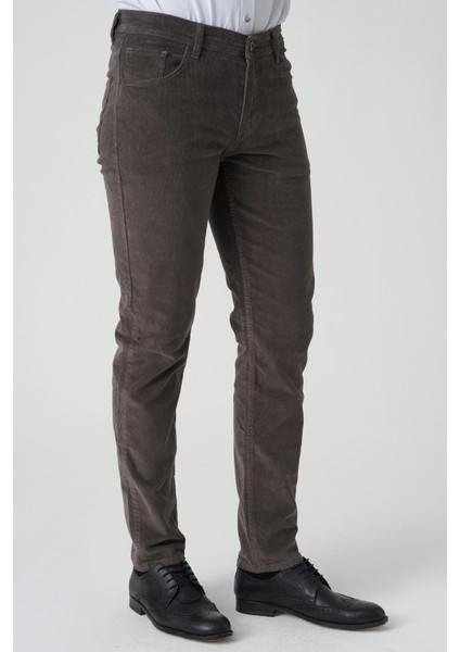 Braga P1040 Slim Fit Pamuklu Kadife Pantolon Haki