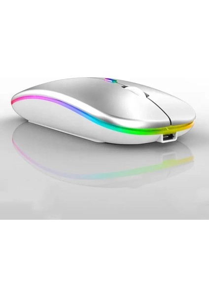 Şarjlı Kablosuz Mouse Bluetooth 2.4ghz Rgb Işıklı Sessiz Tıklama Tablet Telefon Bilgisayar Uyumlu