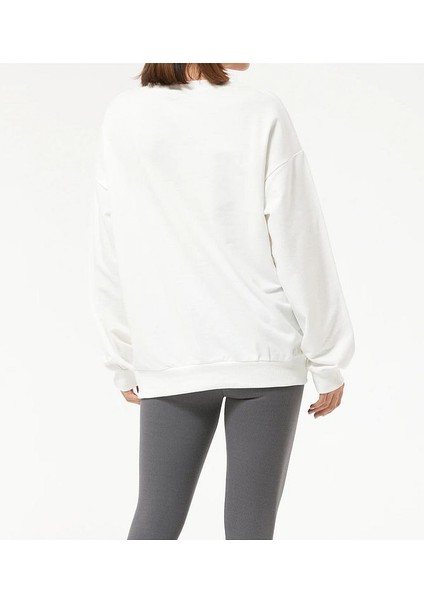 Kadın Sıfır Yaka Baskılı Oversize Sweatshirt modelleri