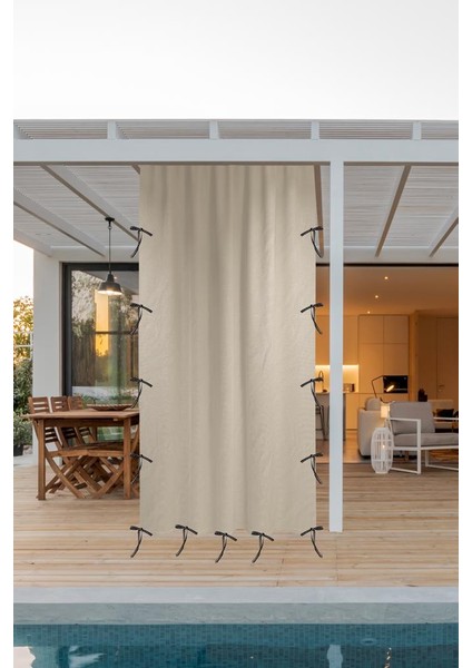 Balkon Perdesi (Enxboy)Seçenekli ''bağcıklı''düz Bej- fiyatları