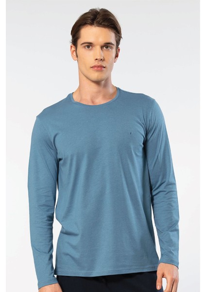 Erkek Modal Pamuk Bisiklet Yaka T-Shirt