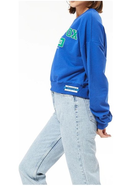 Kadın White Fox Baskılı Kısa Sweatshirt indirimleri