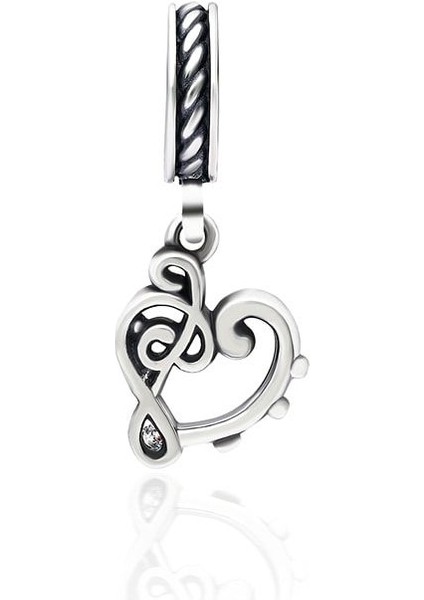 Gümüş Sallantılı Kalpli Sol Anahtar Charm