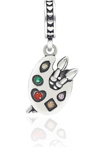 Kadın Gümüş Sallantılı Boya Paleti Charm