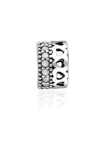 Kadın Gümüş Zirkon Taşlı Kalpli Mini Charm