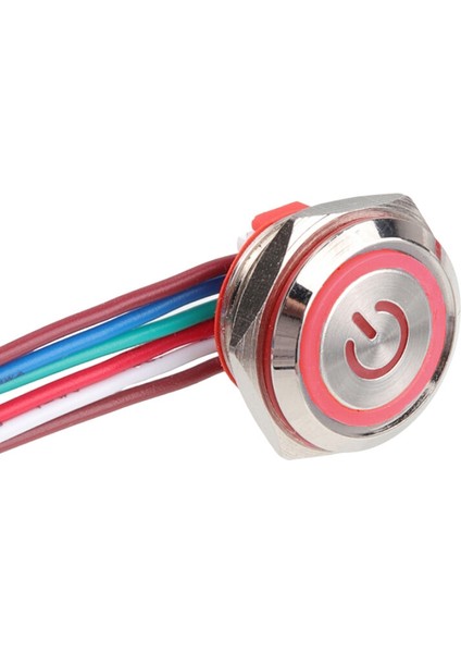 WD16C1-WIRED-P1-EC 16 mm Düz Yaylı Kırmızı Işıklı Metal Buton - Kablolu