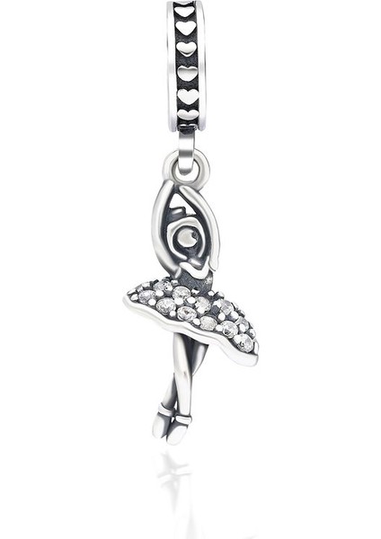 Kadın Gümüş Balerin Model Sallantılı Charm