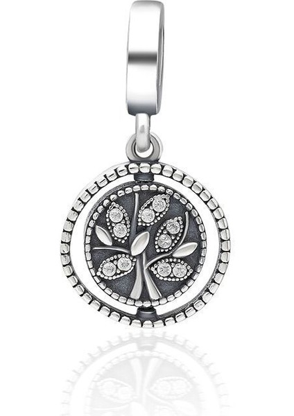 Kadın Gümüş Sallantılı Çevirmeli Hayat Ağacı Charm